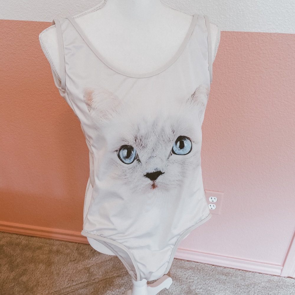 WILDFOX white kitten one piece swimsuit